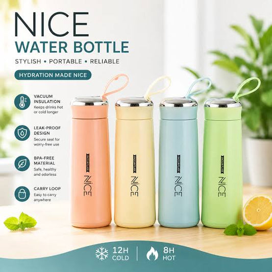 Nice Glass Bottle 400ml | Vacuum Flask with Loop Handle | The A&H Store
