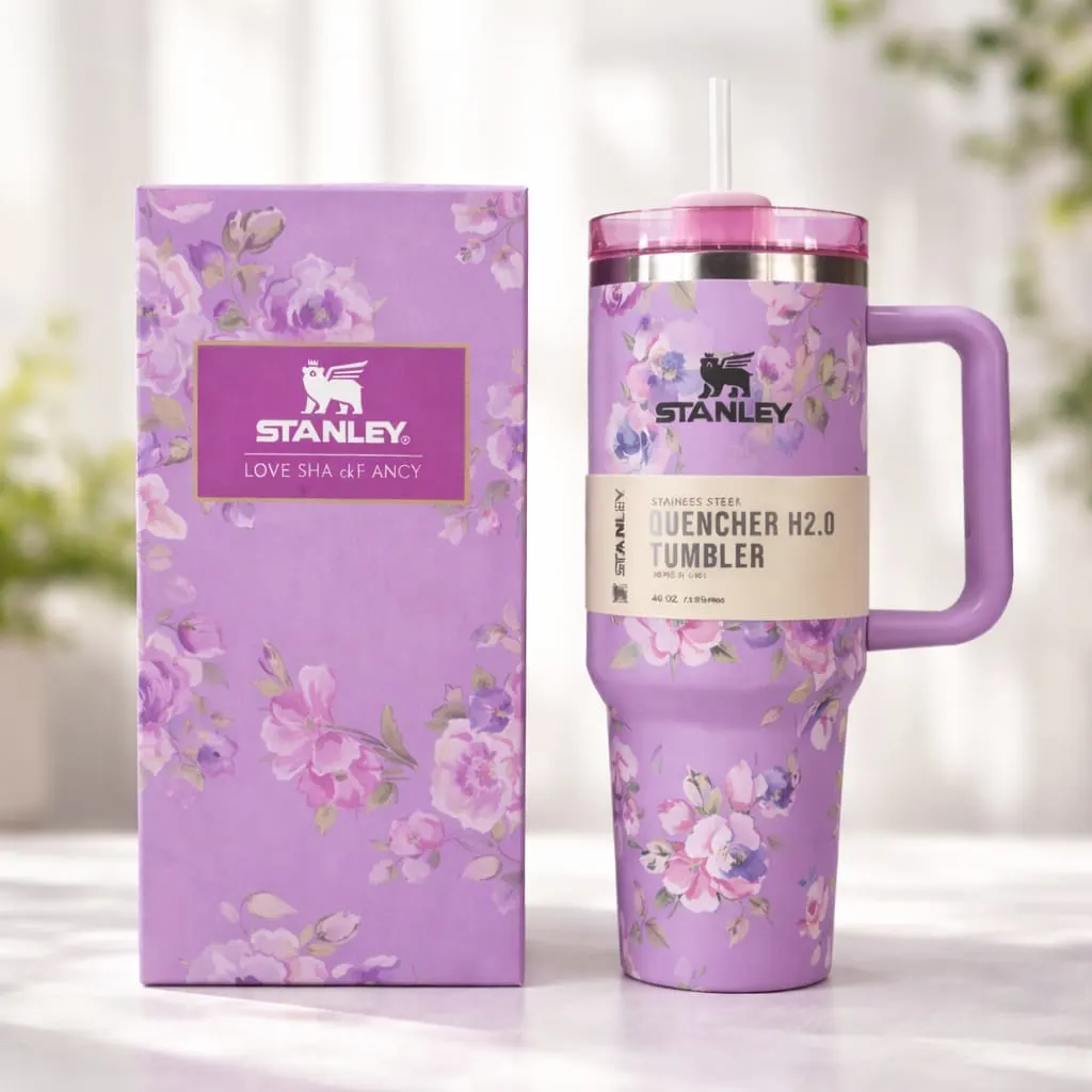 40oz Stainless Steel Insulated Tumbler with Handle & Straw | Travel Mug