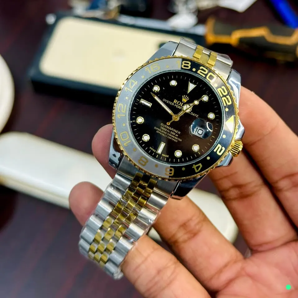 Luxury Gold & Silver Men's Watch – Elegant Analog Wrist Watch