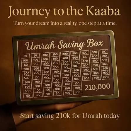Premium Wooden Umrah Saving Box – 210,000 PKR Goal | The A&H Store