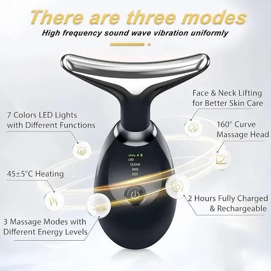 Vegena Electric Face Massager – 3 Modes, 45°C Heating & EMS Skin Care Device