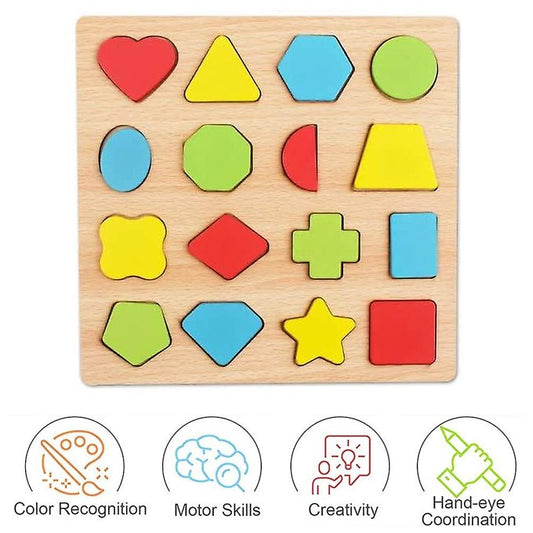 Wooden Geometric Shapes Puzzle Board for Kids – Educational Learning Toy