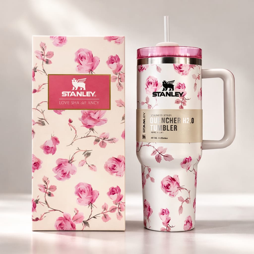 40oz Stainless Steel Insulated Tumbler with Handle & Straw | Travel Mug