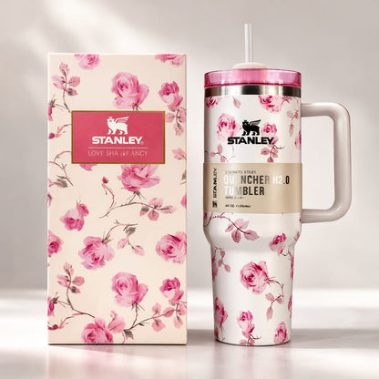 40oz Stainless Steel Insulated Tumbler with Handle & Straw | Travel Mug