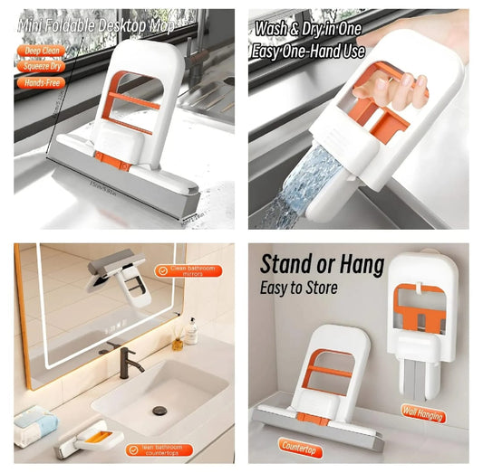 Foldable Mini Mop | Portable Self-Squeezing Wet & Dry Cleaning Mop