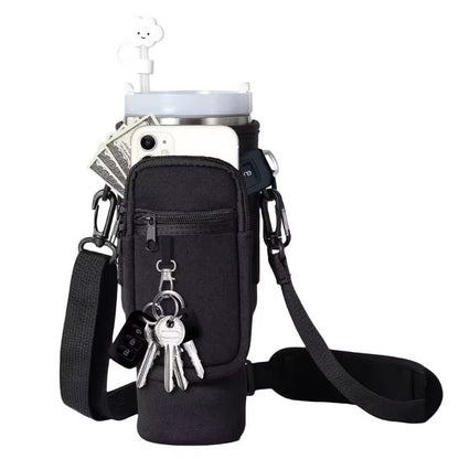 Portable Tumbler Bag | Water Bottle Carrier Sleeve with Shoulder Strap
