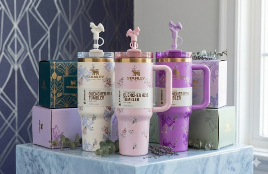 Floral Insulated Tumbler with Handle & Straw