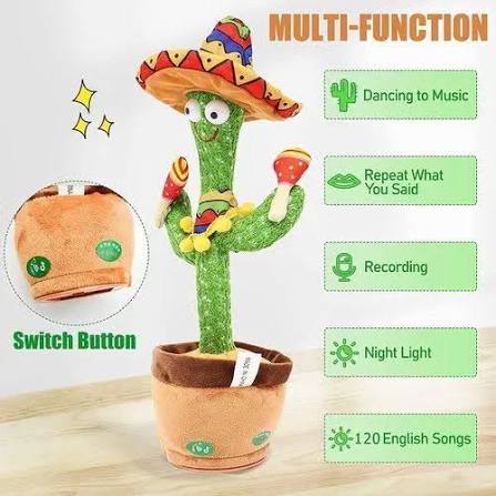Rechargeable Dancing Cactus Toy with Voice Recording & Singing