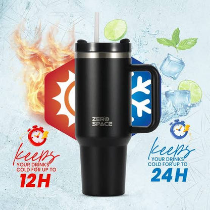 40oz Insulated Stainless Steel Tumbler – 1200ml Travel Mug (Black)