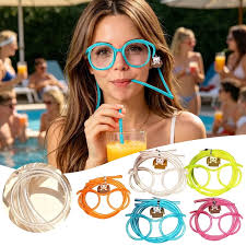 Funny Silly Straw Glasses for Kids & Adults – Flexible Drinking Eyeglasses