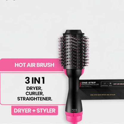 3-in-1 Hot Air Brush | Hair Dryer, Straightener & Curler Styling Tool