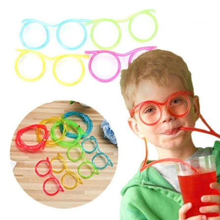 Funny Silly Straw Glasses for Kids & Adults – Flexible Drinking Eyeglasses
