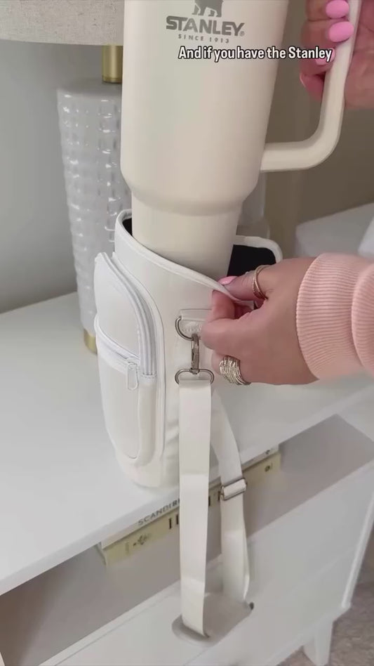 Portable Tumbler Bag | Water Bottle Carrier Sleeve with Shoulder Strap