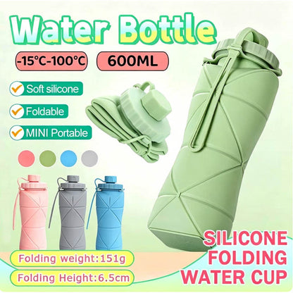 Silicone Foldable Water Bottle 600ml | Portable Travel Bottle